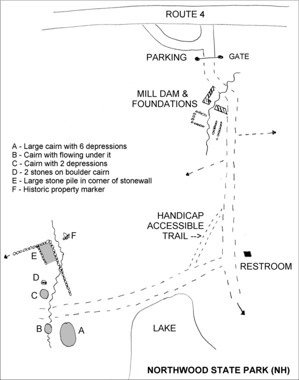Northwood State Park NH - Mil Site and Cairn Site Map