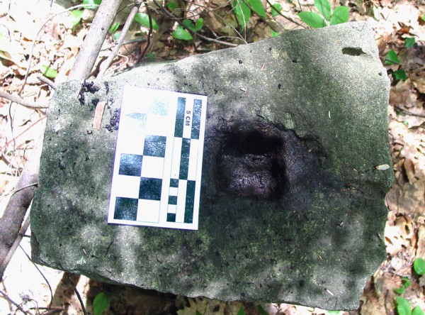 Sqaure hole in quarried granite block Amherst NH