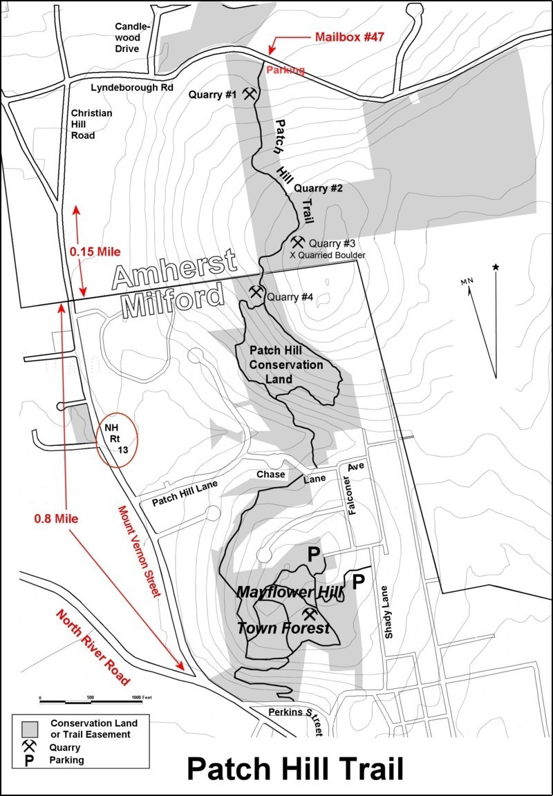 Patch Hill Conservation Land Trail Map Amherst & Milton NH