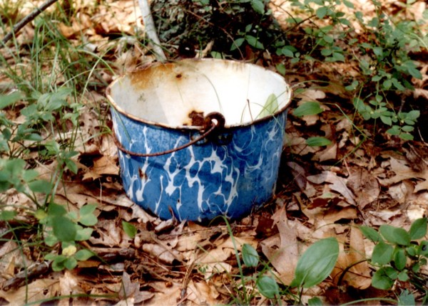 Enamel Pot at Native American Stone Structure Site