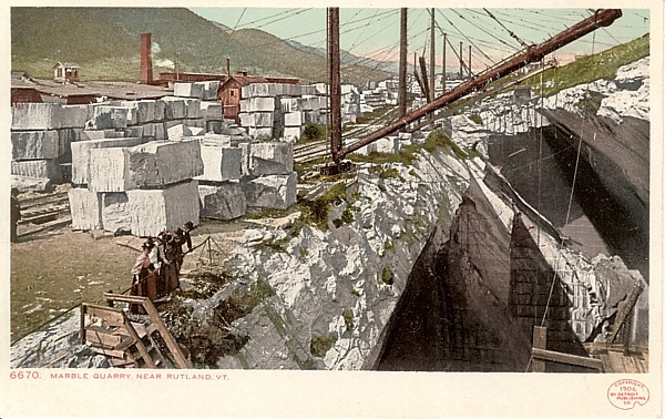 1906 Postcard view of Marble Quarry in Rutland VT